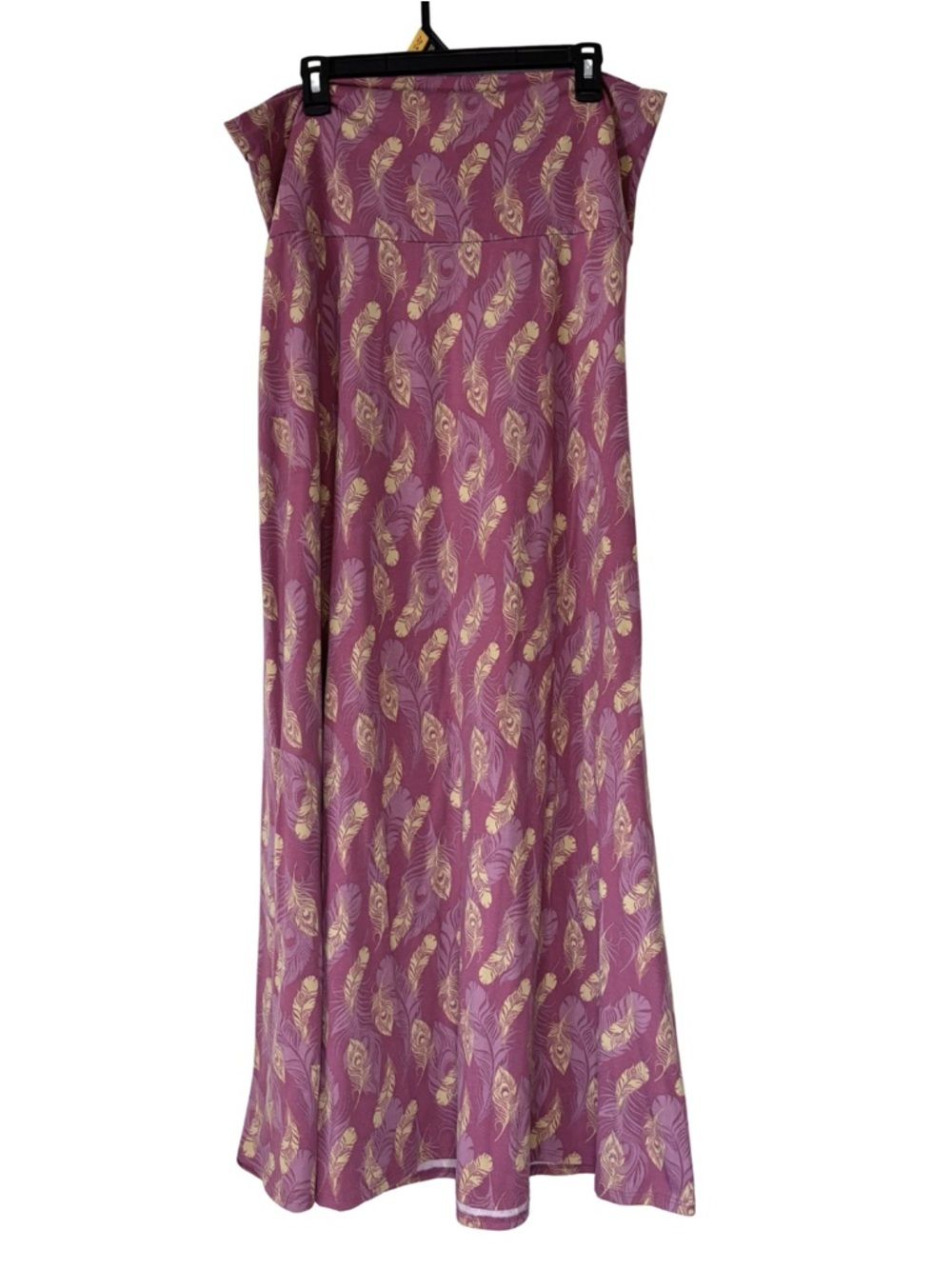 3/$20 LuLaRoe Simply Comfortable Pink/Purple Maxi Skirt with Gold Feather Motif